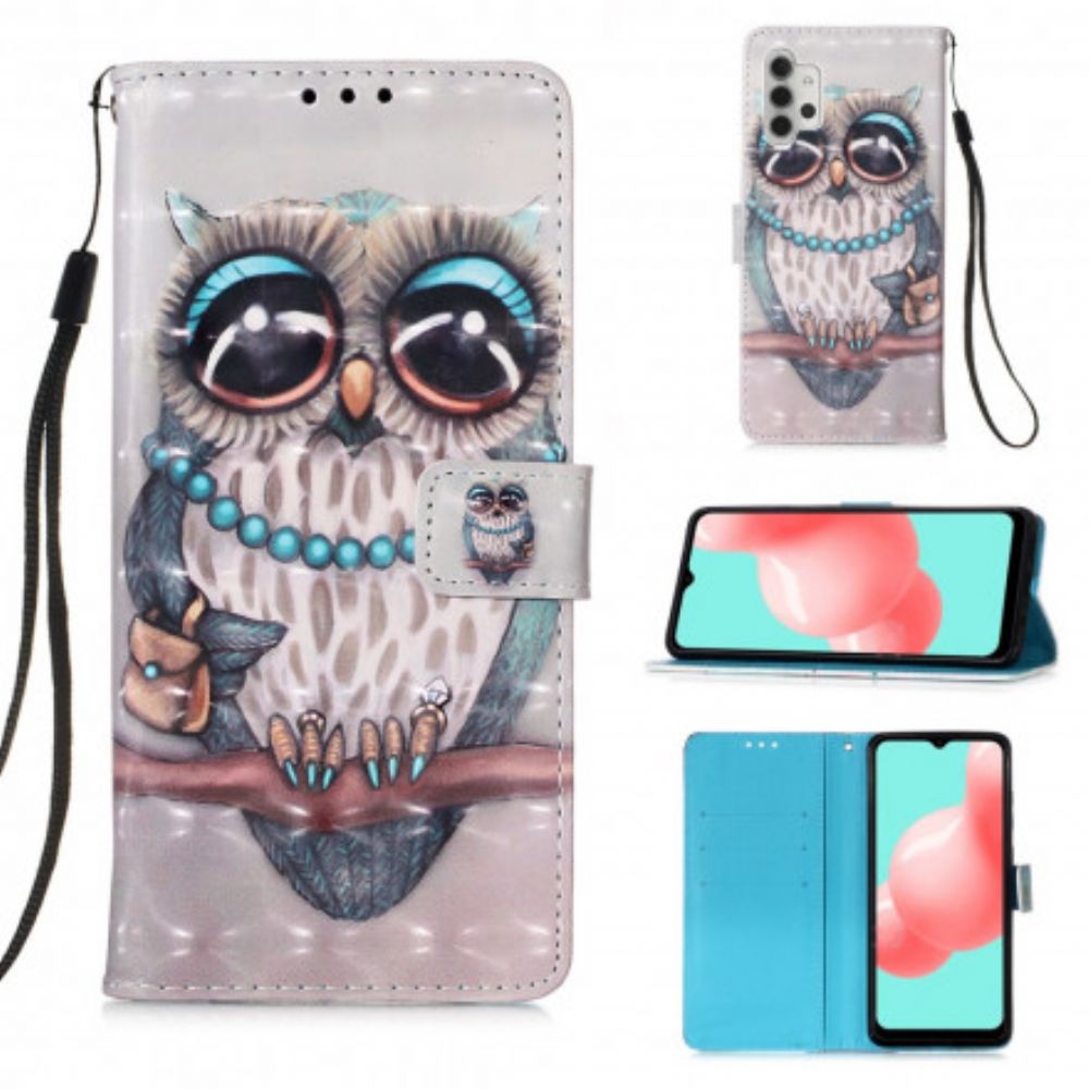 Folio-hoesje voor Samsung Galaxy A32 5G Met Ketting Miss Strappy Uil