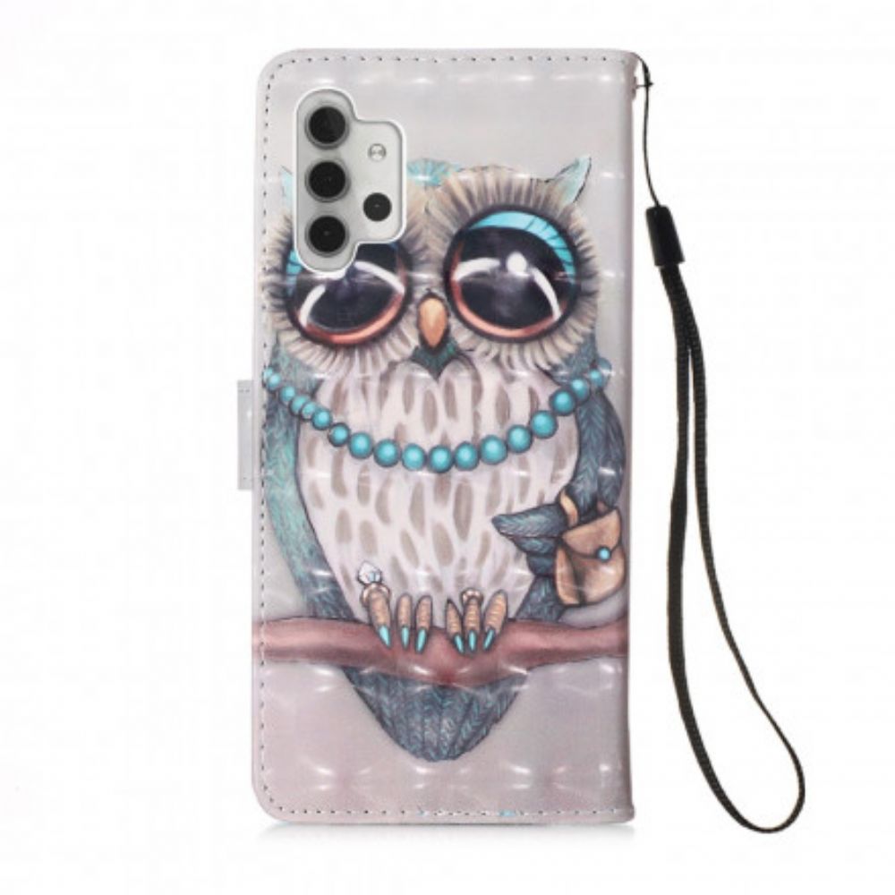 Folio-hoesje voor Samsung Galaxy A32 5G Met Ketting Miss Strappy Uil