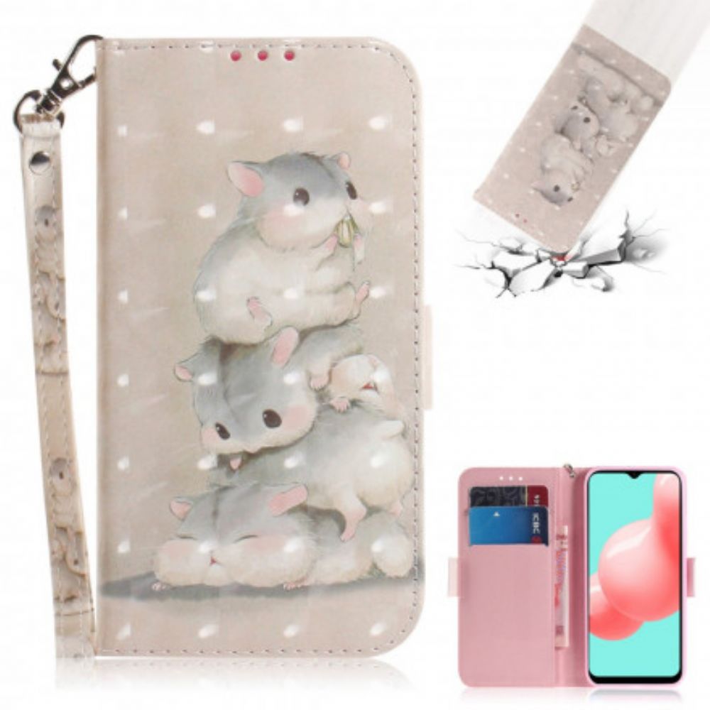 Folio-hoesje voor Samsung Galaxy A32 5G Met Ketting Thong Hamsters