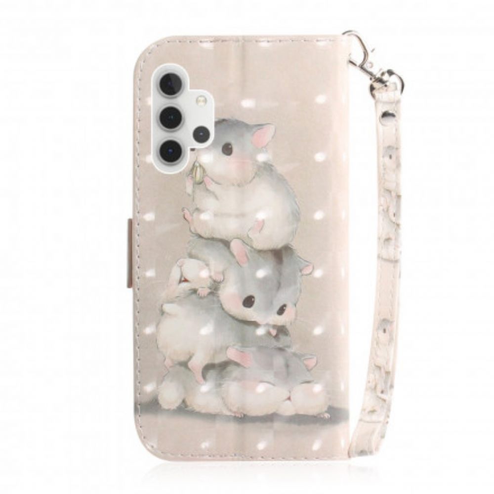 Folio-hoesje voor Samsung Galaxy A32 5G Met Ketting Thong Hamsters