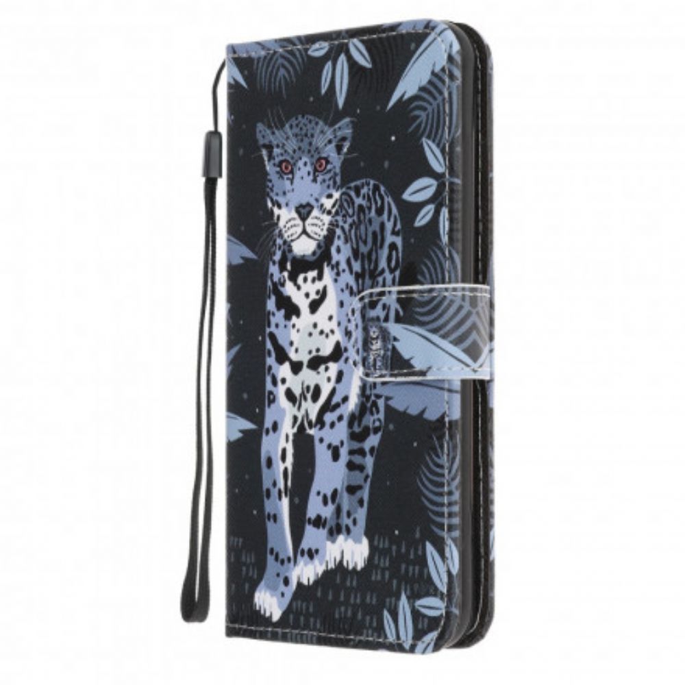 Folio-hoesje voor Samsung Galaxy A32 5G Met Ketting Thong Luipaard