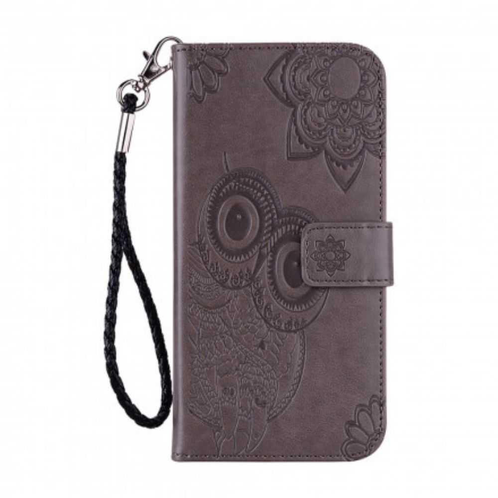 Folio-hoesje voor Samsung Galaxy A32 5G Uil Mandala En Lanyard