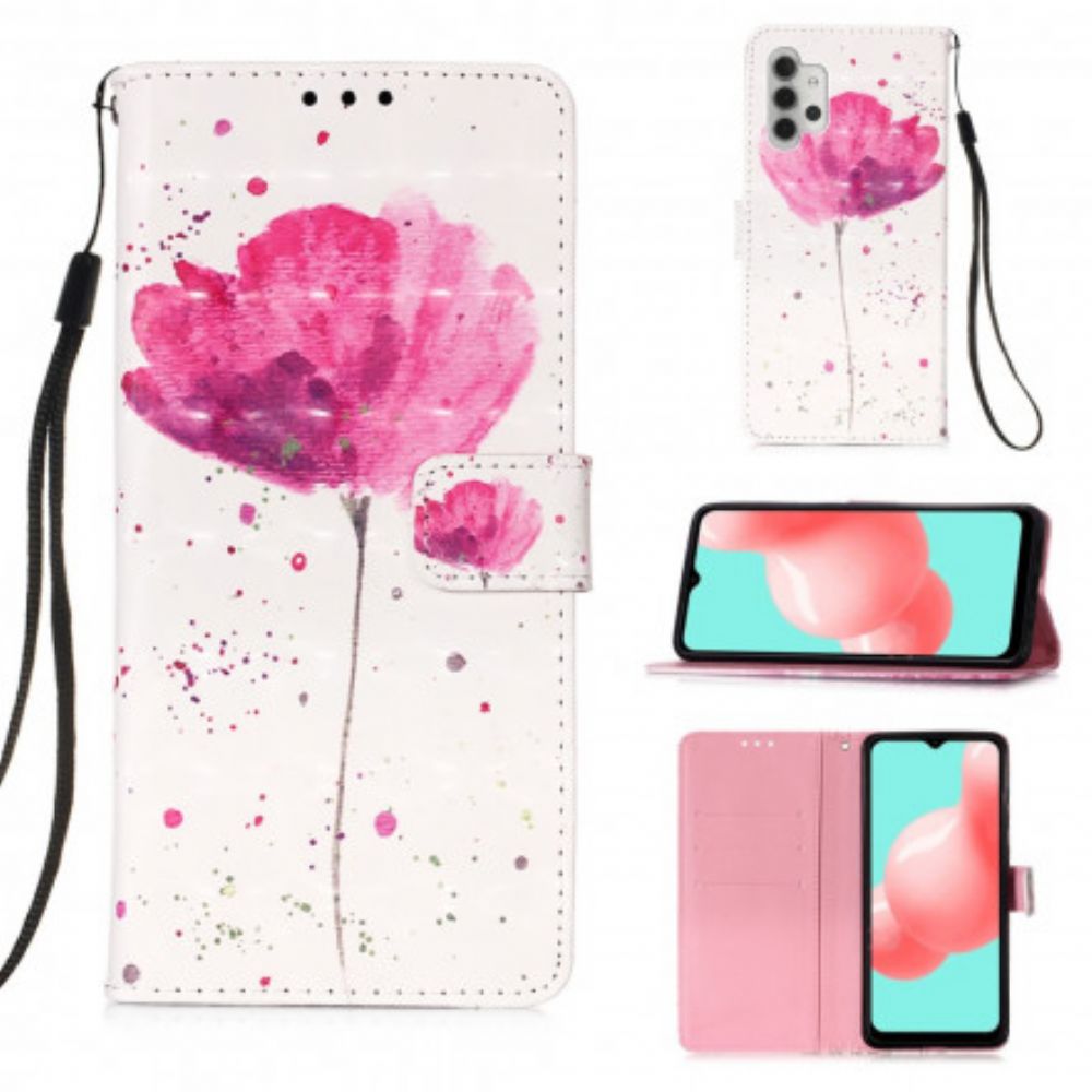 Hoesje Leren Hoesje voor Samsung Galaxy A32 5G Aquarel Halster