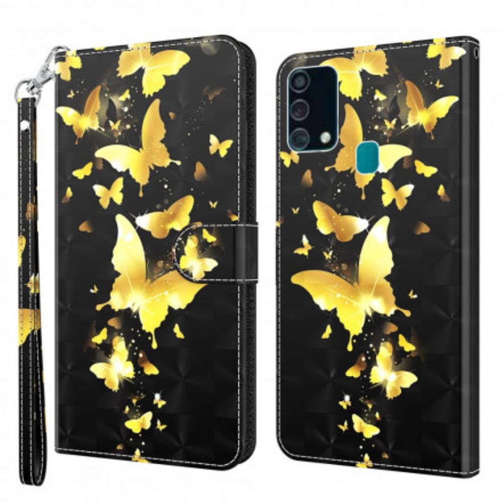 Leren Hoesje voor Samsung Galaxy A32 5G Gele Vlinders