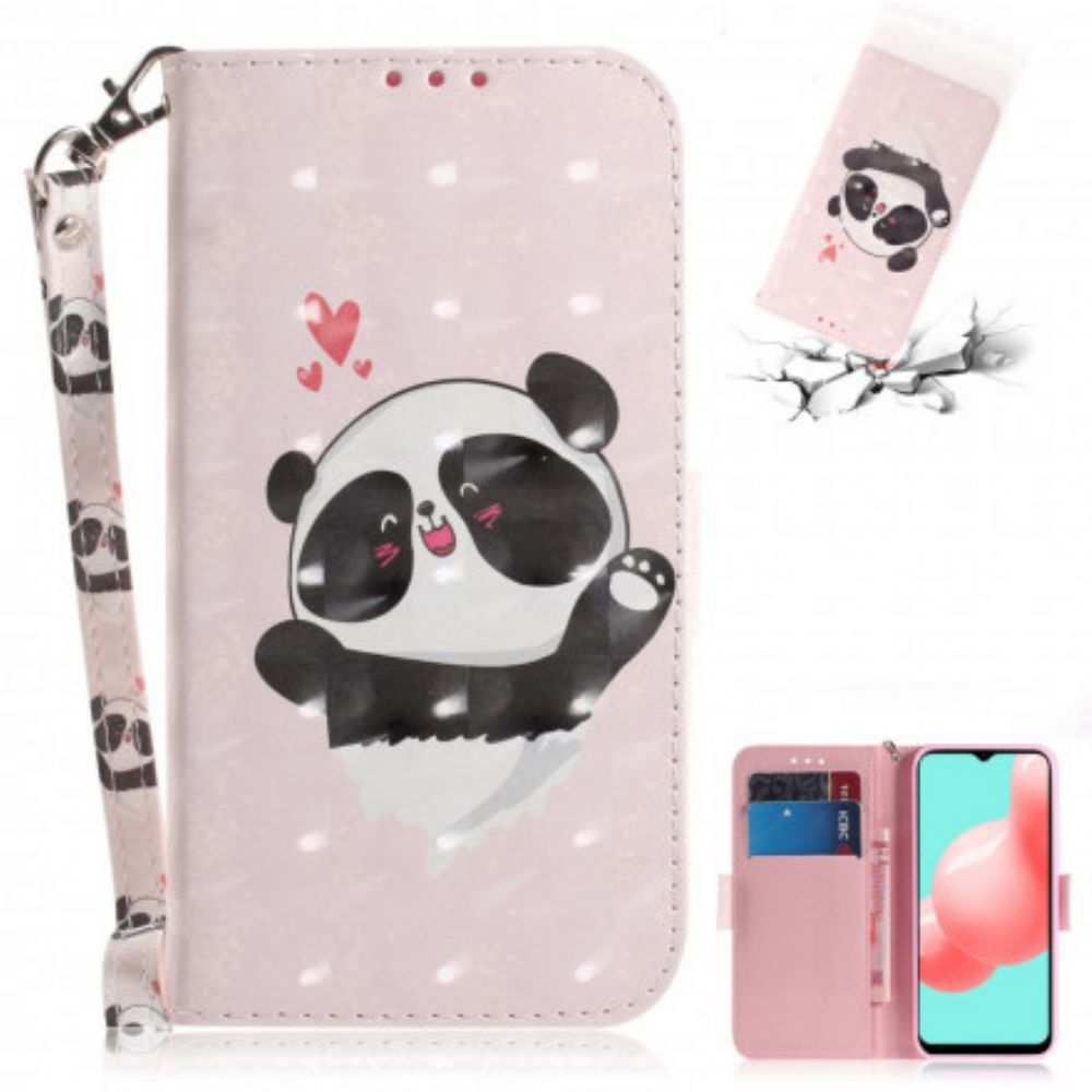 Leren Hoesje voor Samsung Galaxy A32 5G Met Ketting Thong Panda Liefde