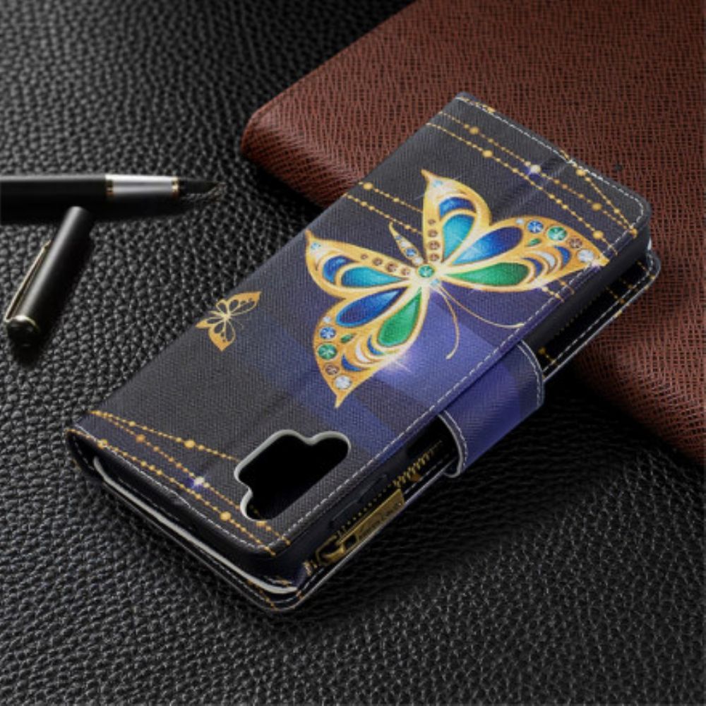 Leren Hoesje voor Samsung Galaxy A32 5G Vlinders Kunst Zak Met Rits