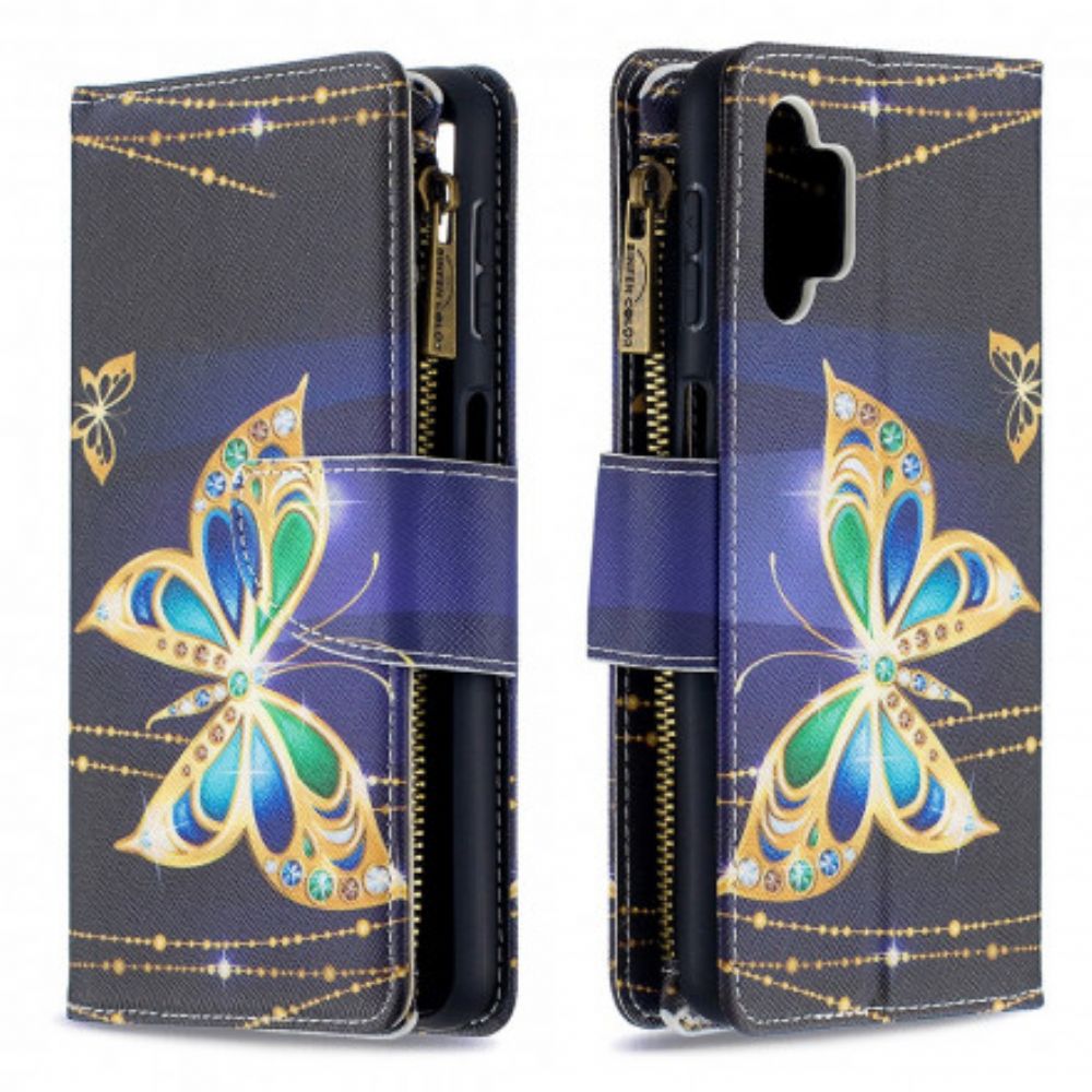 Leren Hoesje voor Samsung Galaxy A32 5G Vlinders Kunst Zak Met Rits