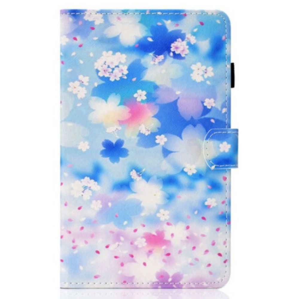 Leren Hoesje voor Samsung Galaxy Tab S8 / Tab S7 Aquarel Bloemen