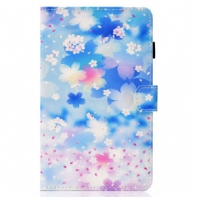 Leren Hoesje voor Samsung Galaxy Tab S8 / Tab S7 Aquarel Bloemen