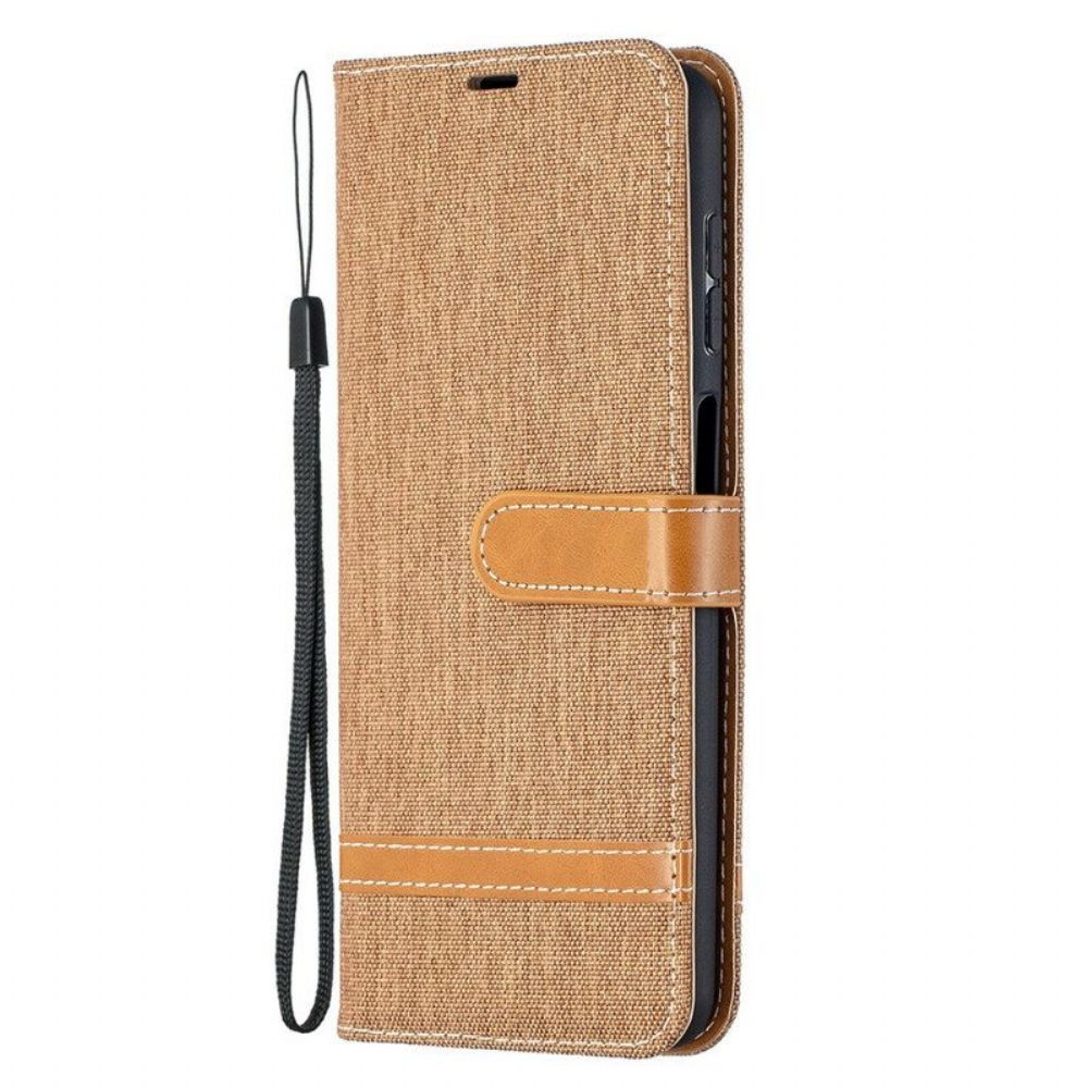 Folio-hoesje voor Samsung Galaxy M12 / A12 Met Ketting Band Van Stof En Leereffect