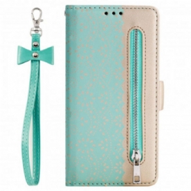 Folio-hoesje voor Samsung Galaxy M12 / A12 Met Ketting Portemonnee Met Kanten Riem