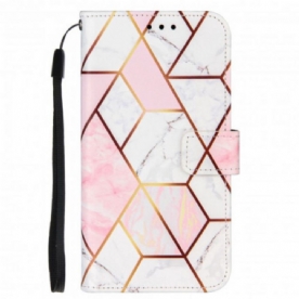 Leren Hoesje voor Samsung Galaxy M12 / A12 Geometrisch Marmer