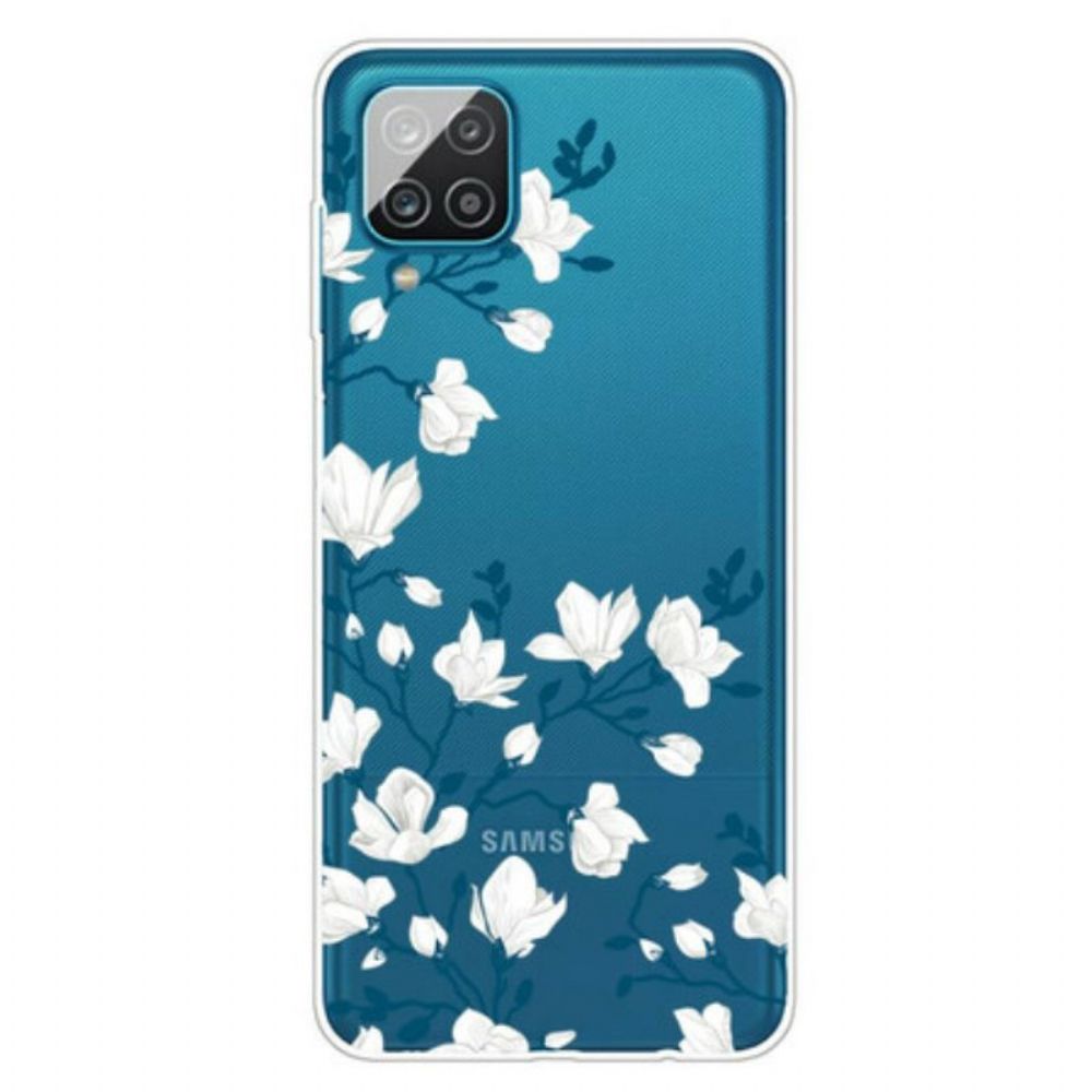 Telefoonhoesje voor Samsung Galaxy M12 / A12 Witte Bloemen