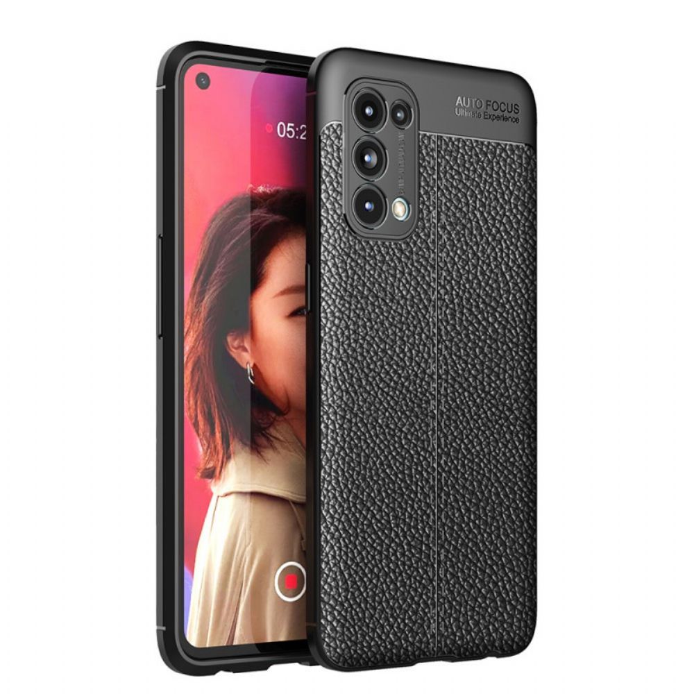 Hoesje voor Oppo Find X3 Lite Dubbele Lijn Litchi Leder Effect