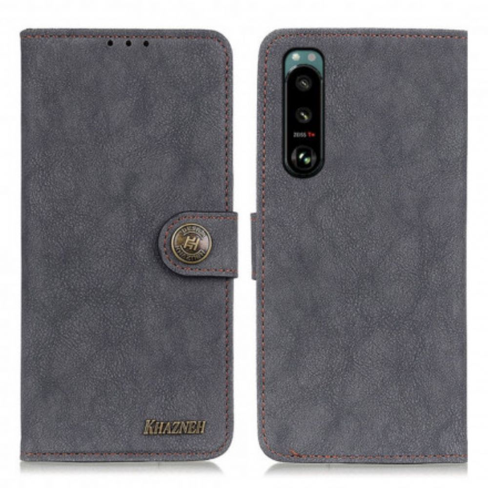 Folio-hoesje voor Sony Xperia 5 III Retro Split Kunstleer Khazneh