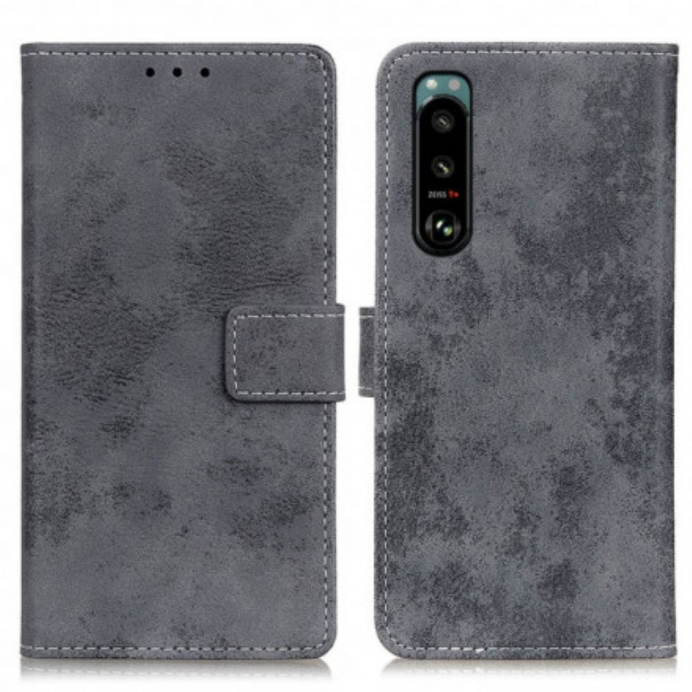 Folio-hoesje voor Sony Xperia 5 III Vintage Kunstleer