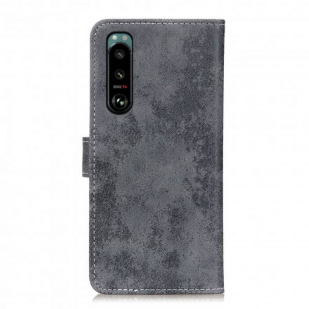 Folio-hoesje voor Sony Xperia 5 III Vintage Kunstleer