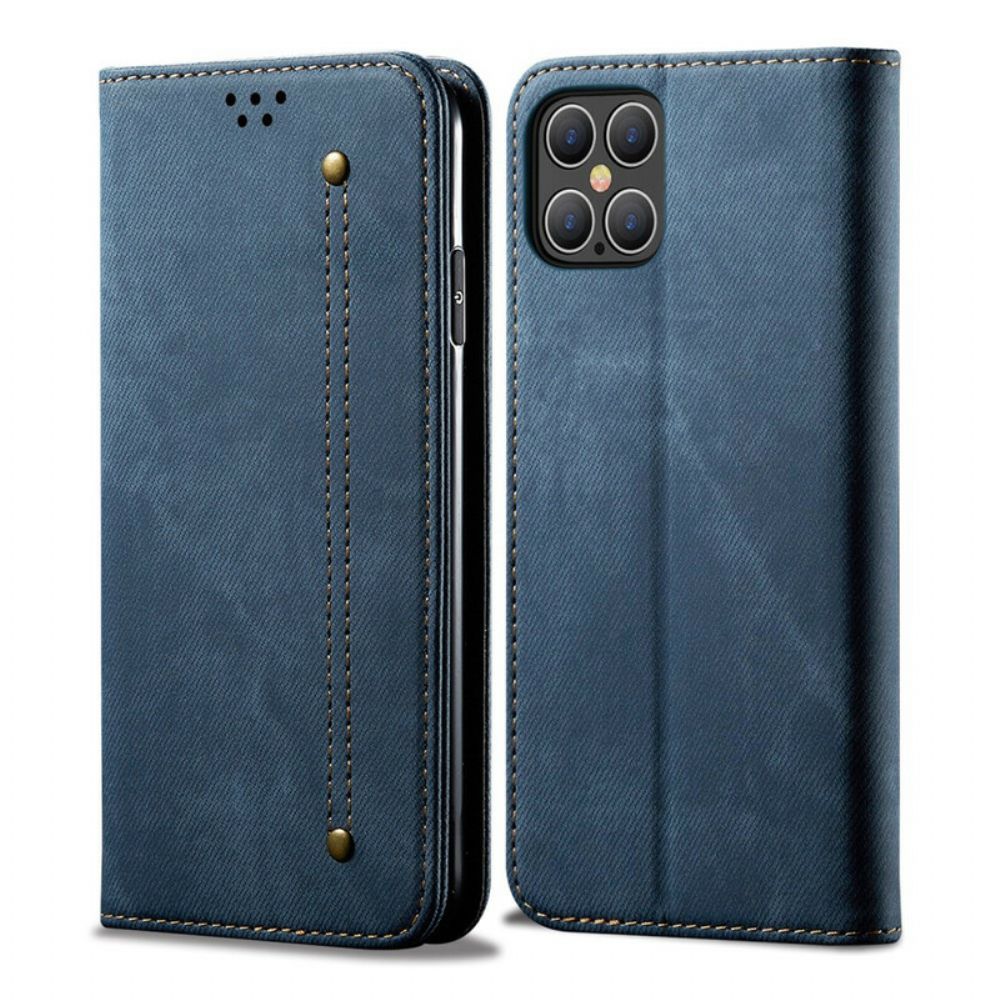 Bescherming Hoesje voor iPhone 12 / 12 Pro Folio-hoesje Imitatieleer Jeanstextuur