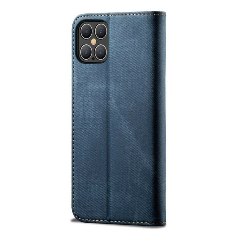 Bescherming Hoesje voor iPhone 12 / 12 Pro Folio-hoesje Imitatieleer Jeanstextuur