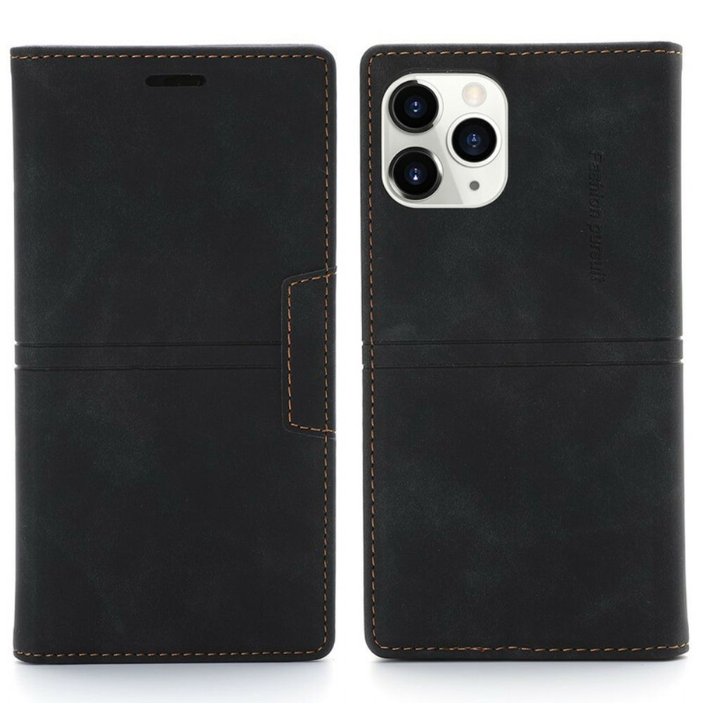 Bescherming Hoesje voor iPhone 12 / 12 Pro Folio-hoesje Naad Leereffect