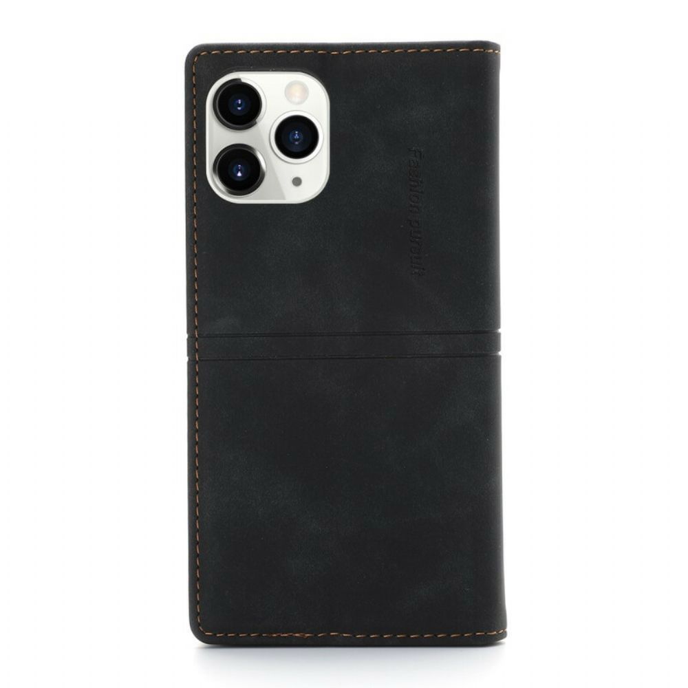 Bescherming Hoesje voor iPhone 12 / 12 Pro Folio-hoesje Naad Leereffect