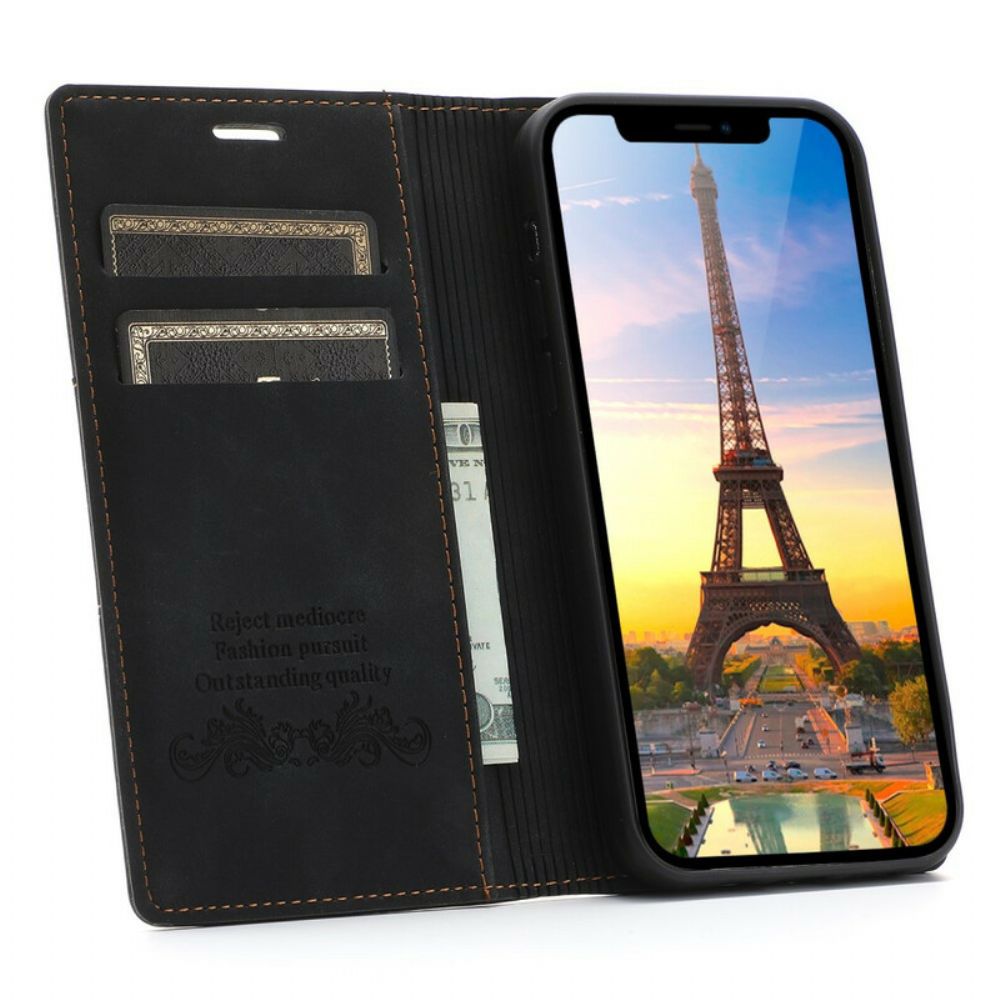 Bescherming Hoesje voor iPhone 12 / 12 Pro Folio-hoesje Naad Leereffect