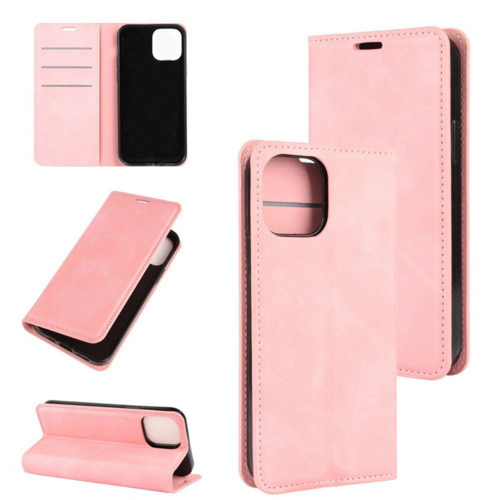 Bescherming Hoesje voor iPhone 12 / 12 Pro Folio-hoesje Zacht Leereffect