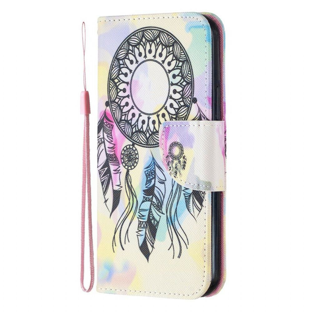 Folio-hoesje voor iPhone 12 / 12 Pro Met Ketting Dromenvanger Met Riem