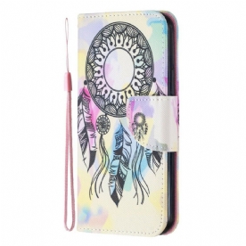 Folio-hoesje voor iPhone 12 / 12 Pro Met Ketting Dromenvanger Met Riem