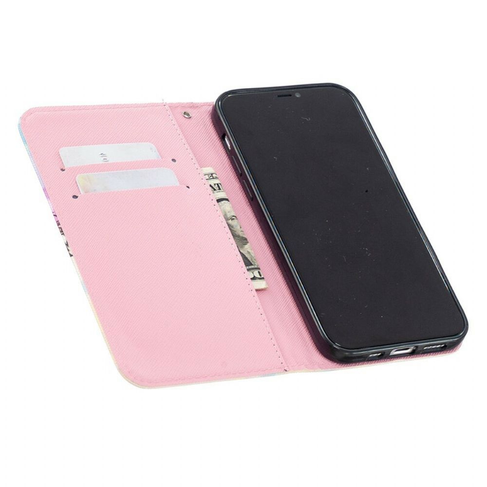 Folio-hoesje voor iPhone 12 / 12 Pro Met Ketting Dromenvanger Met Riem