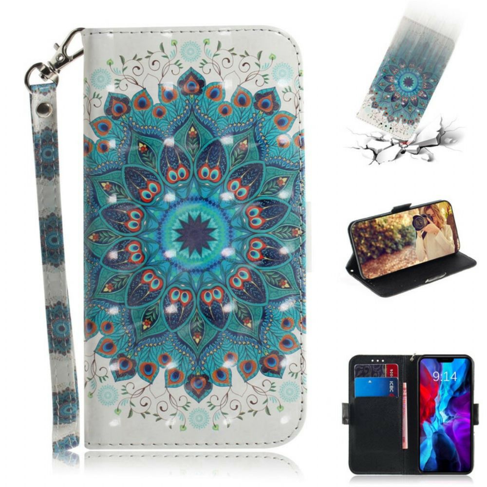 Folio-hoesje voor iPhone 12 / 12 Pro Met Ketting Meesterlijke Mandala Met Bandjes