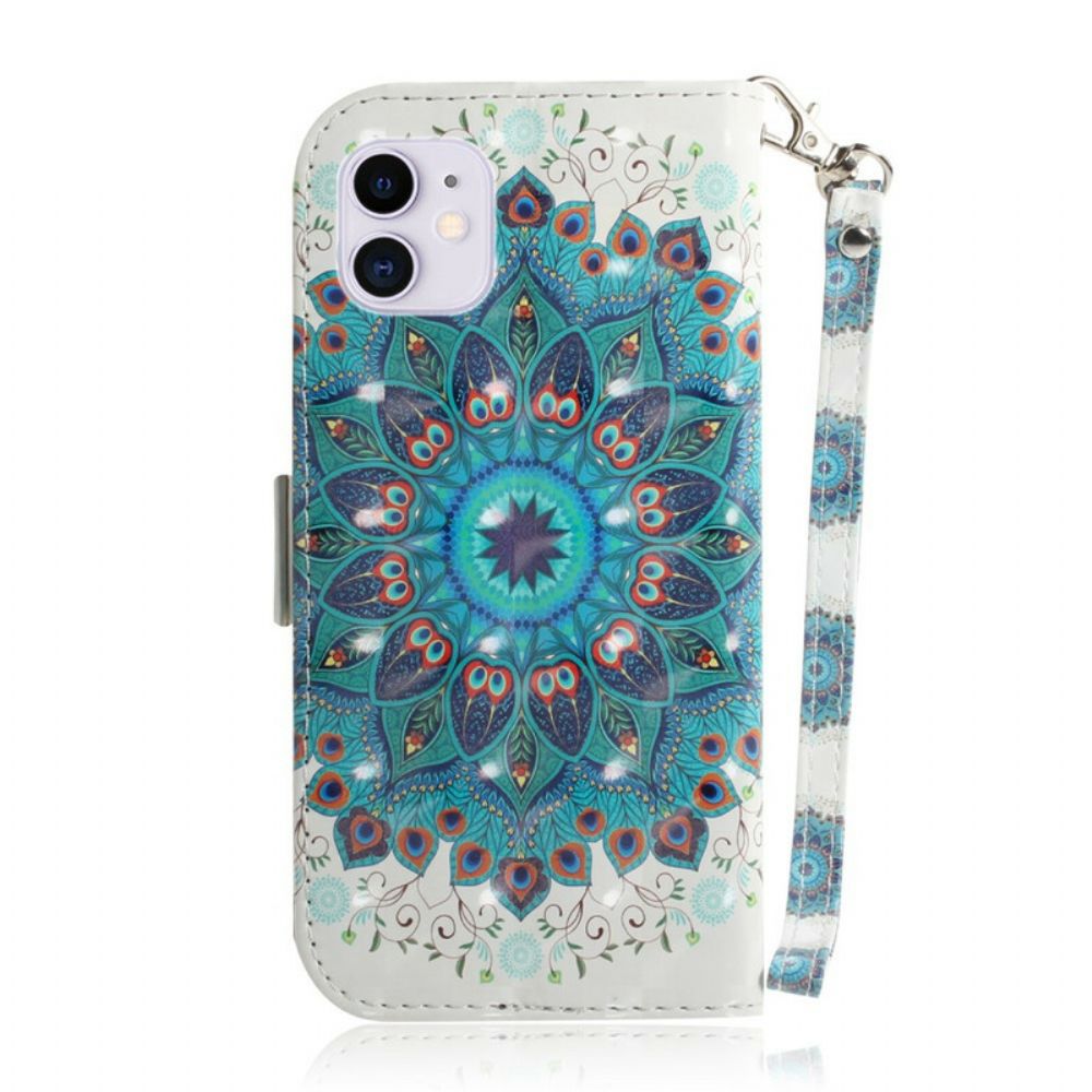 Folio-hoesje voor iPhone 12 / 12 Pro Met Ketting Meesterlijke Mandala Met Bandjes