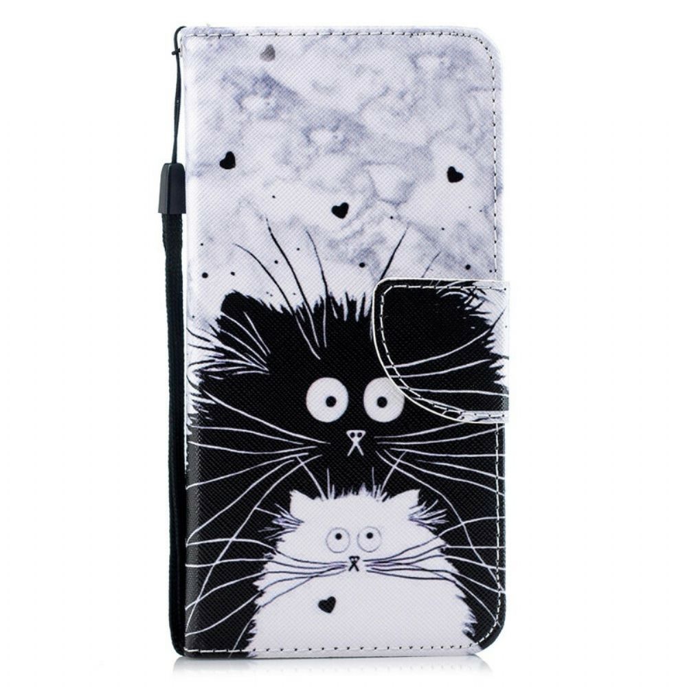 Folio-hoesje voor iPhone 12 / 12 Pro Met Ketting Verrast Katten In Riem