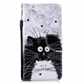 Folio-hoesje voor iPhone 12 / 12 Pro Met Ketting Verrast Katten In Riem