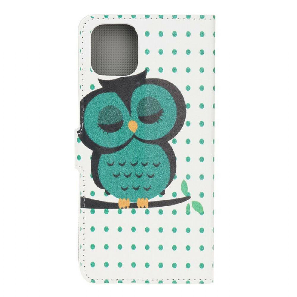 Folio-hoesje voor iPhone 12 / 12 Pro Slapende Uil