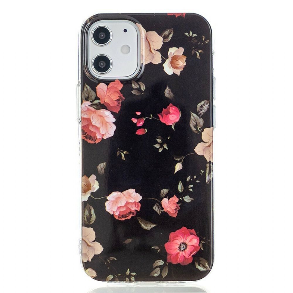 Hoesje voor iPhone 12 / 12 Pro Fluorescerende Bloemenserie