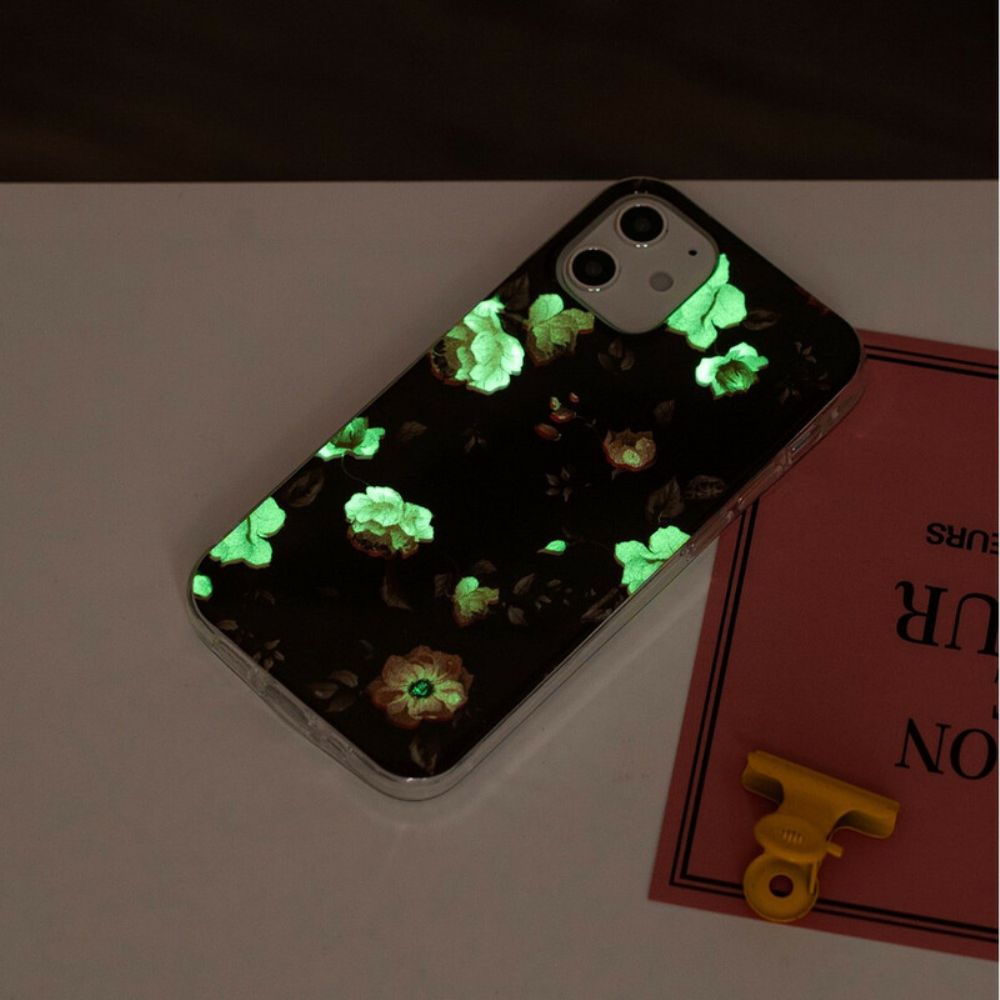 Hoesje voor iPhone 12 / 12 Pro Fluorescerende Bloemenserie