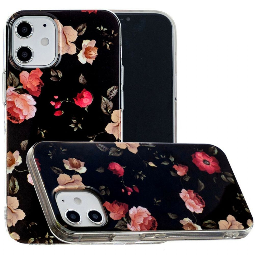 Hoesje voor iPhone 12 / 12 Pro Fluorescerende Bloemenserie