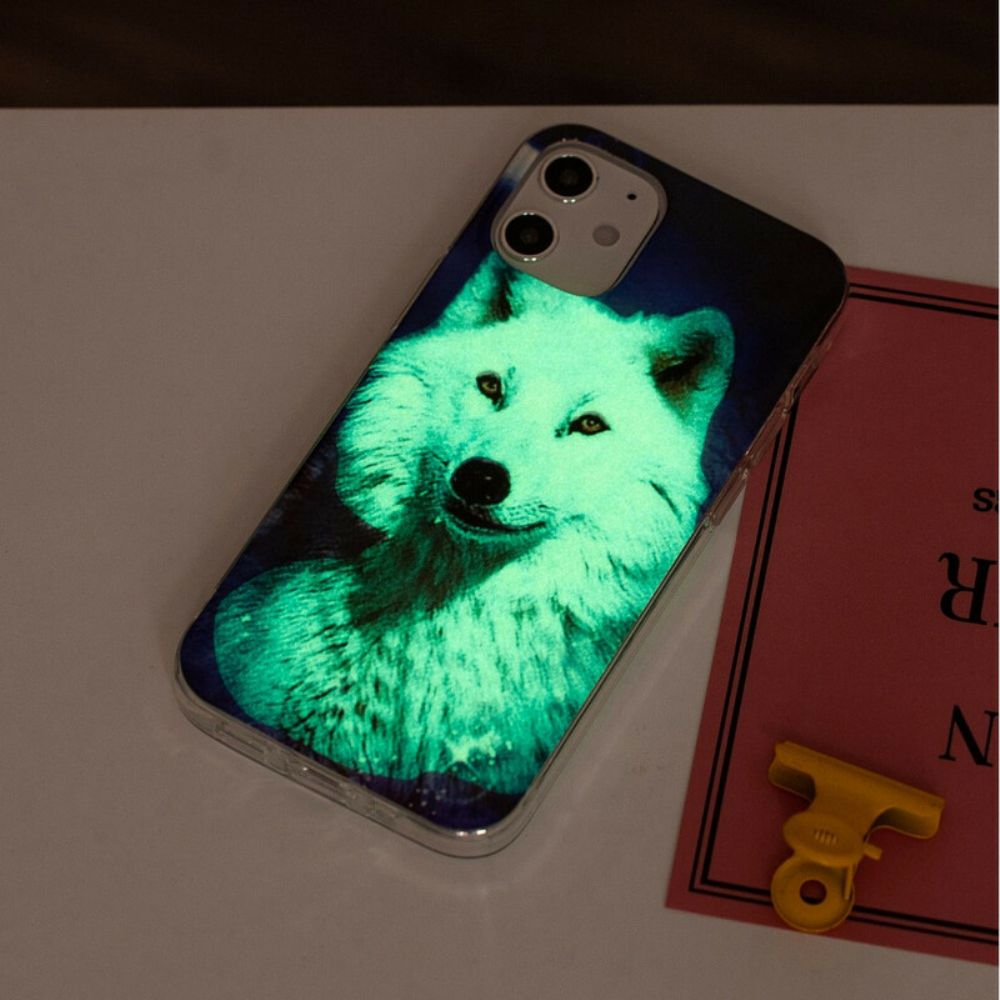 Hoesje voor iPhone 12 / 12 Pro Fluorescerende Wolf-serie