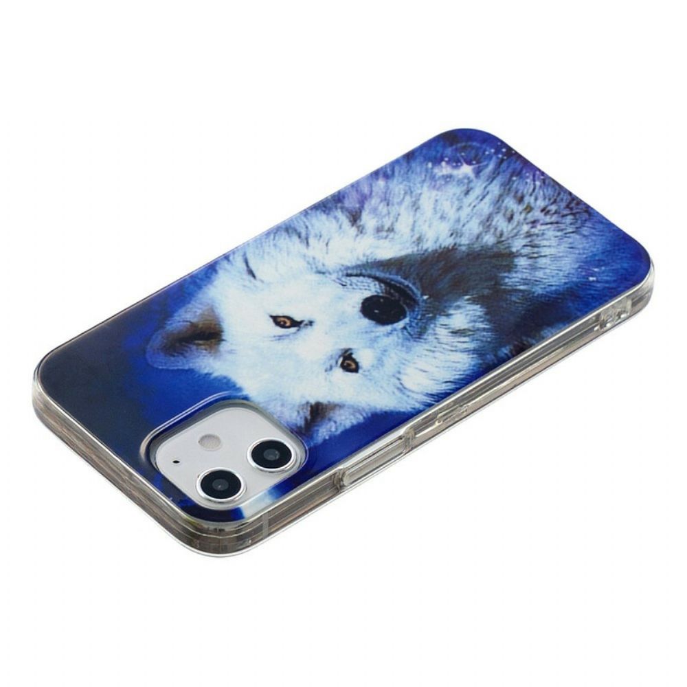 Hoesje voor iPhone 12 / 12 Pro Fluorescerende Wolf-serie