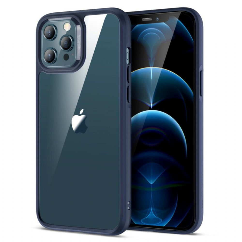 Hoesje voor iPhone 12 / 12 Pro Glazen Achterkant En Siliconen Randen