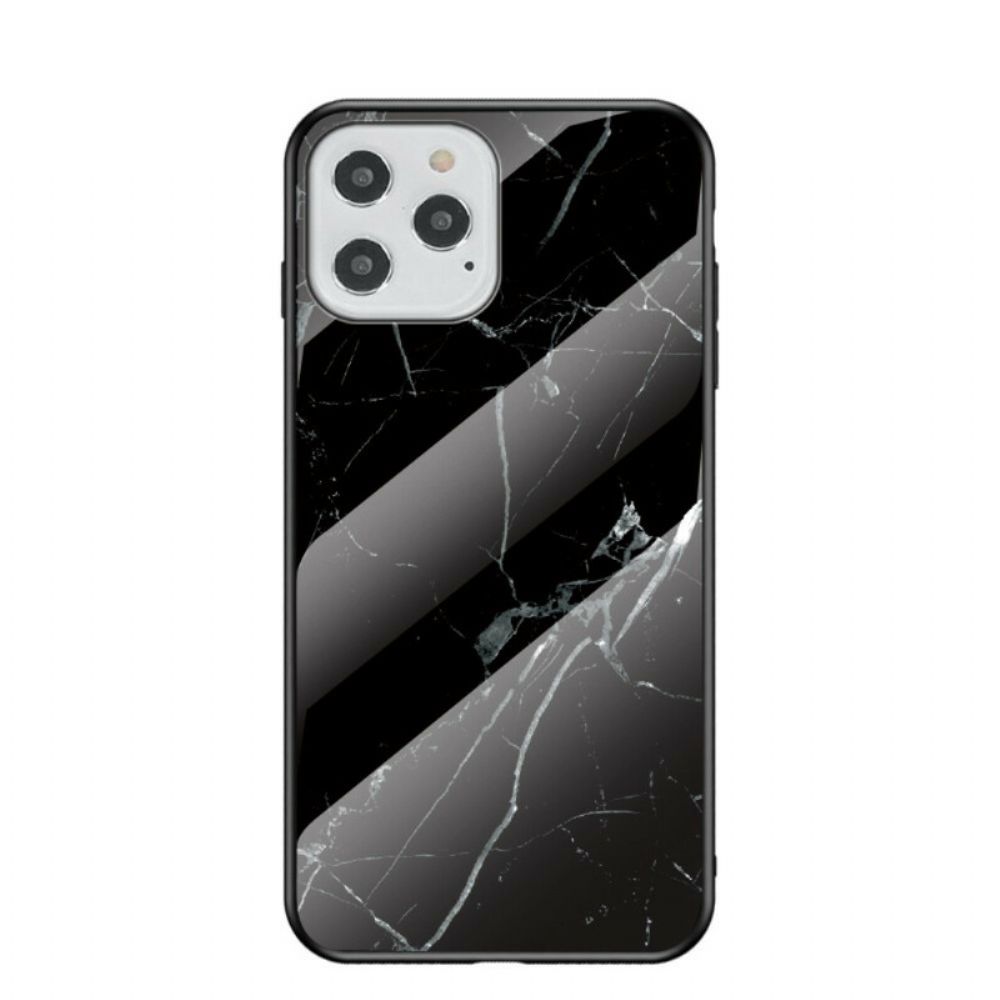 Hoesje voor iPhone 12 / 12 Pro Marmer Kleuren Gehard Glas