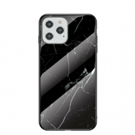 Hoesje voor iPhone 12 / 12 Pro Marmer Kleuren Gehard Glas