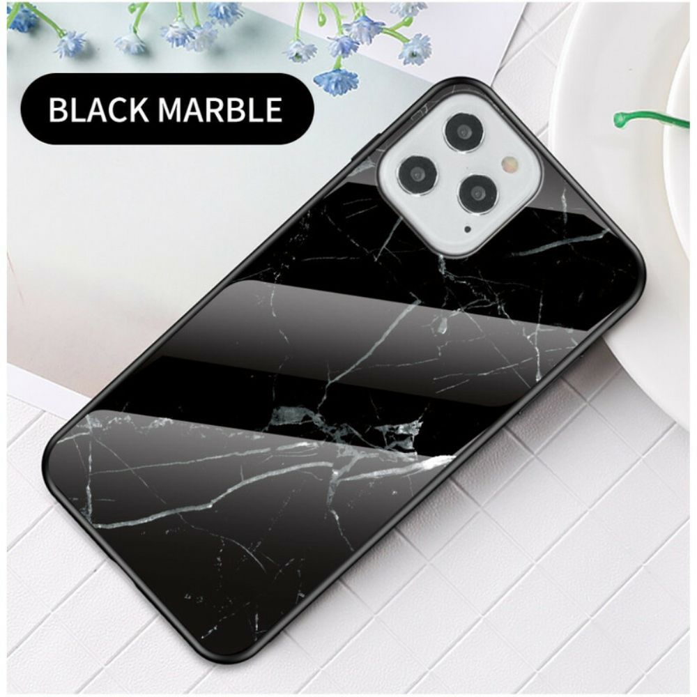 Hoesje voor iPhone 12 / 12 Pro Marmer Kleuren Gehard Glas