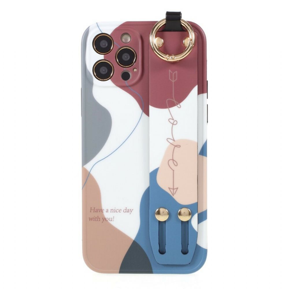 Hoesje voor iPhone 12 / 12 Pro Met Steunriem Veelkleurig