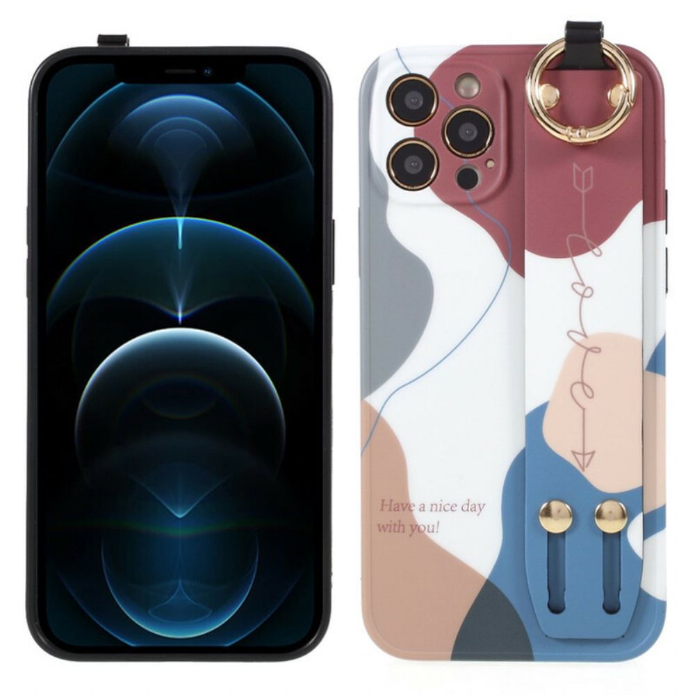 Hoesje voor iPhone 12 / 12 Pro Met Steunriem Veelkleurig