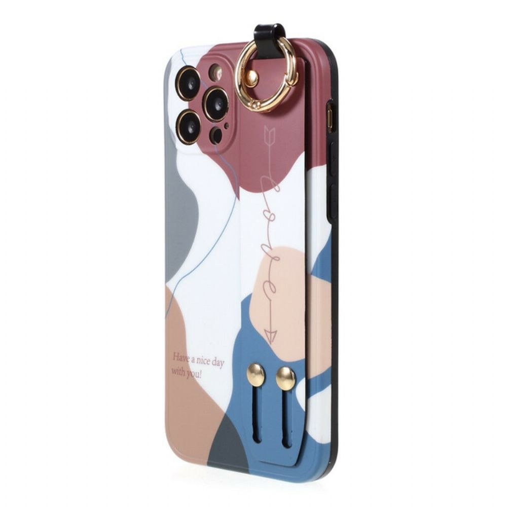 Hoesje voor iPhone 12 / 12 Pro Met Steunriem Veelkleurig