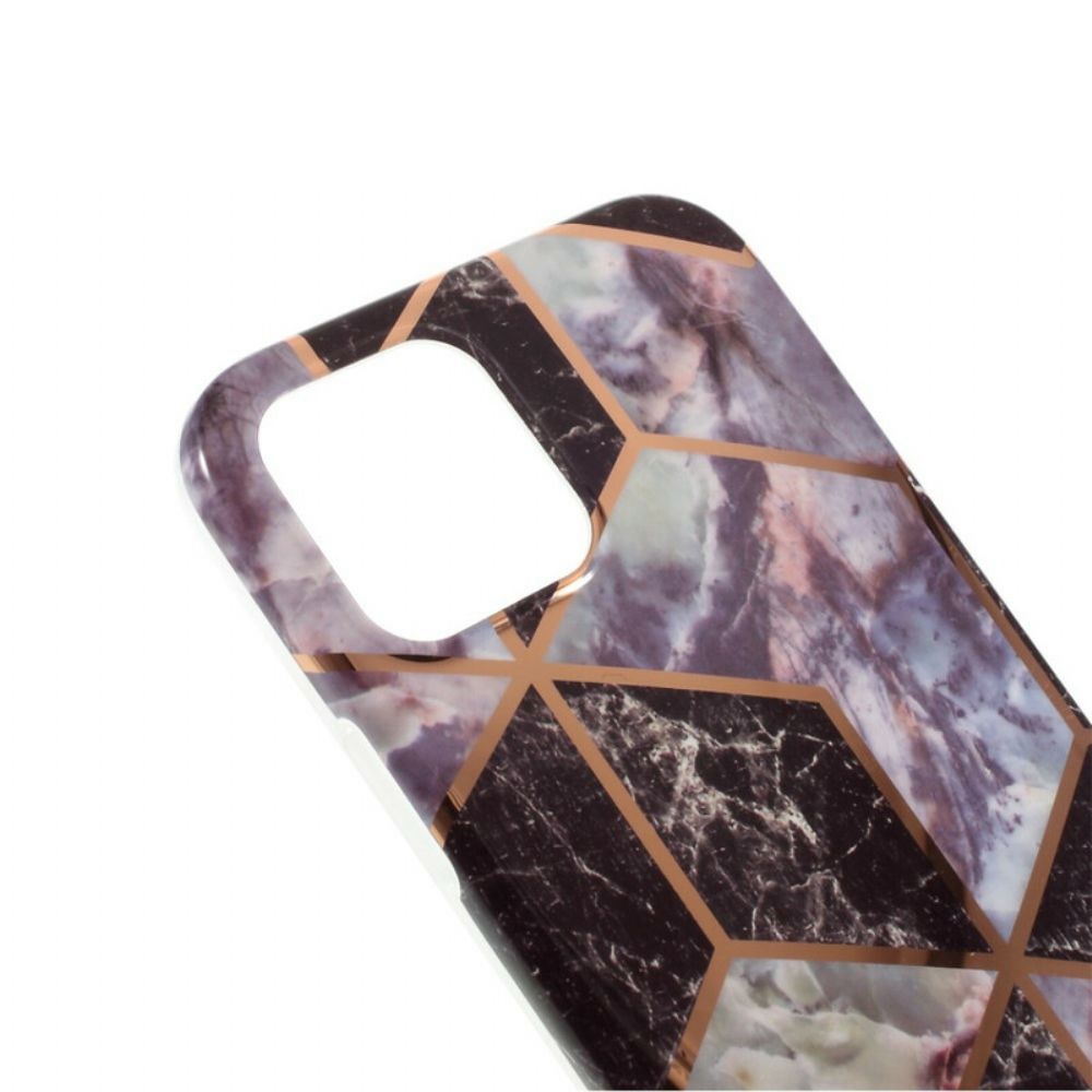 Hoesje voor iPhone 12 / 12 Pro Siliconen Marmer Geometrie