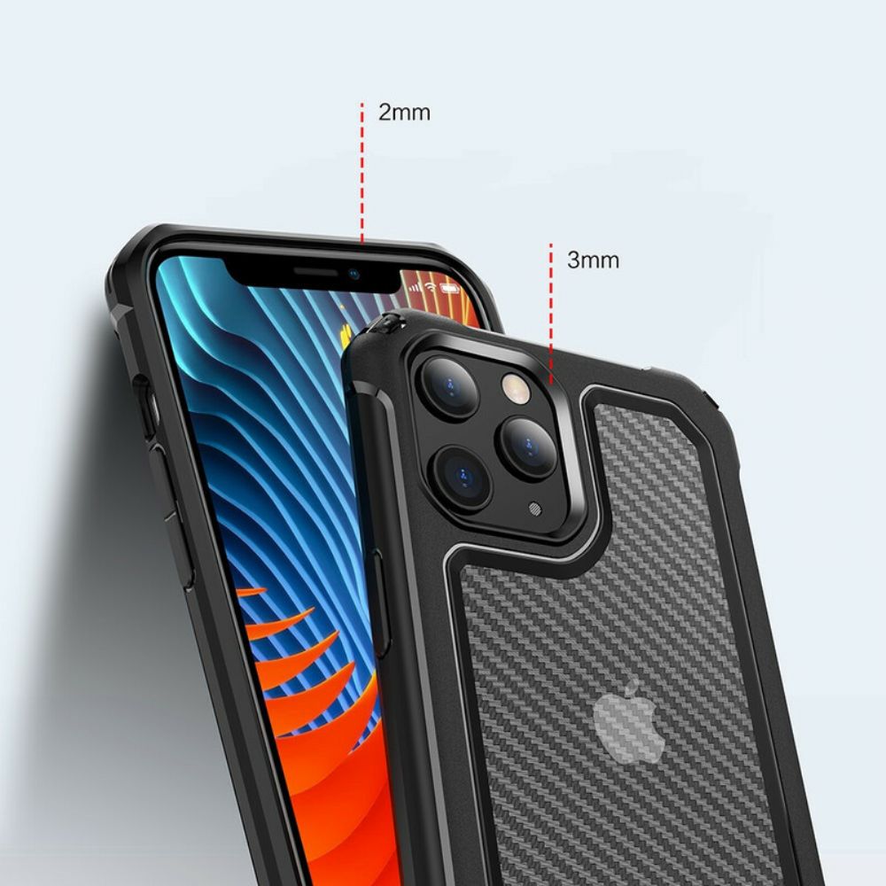 Hoesje voor iPhone 12 / 12 Pro Transparante Koolstofvezeltextuur