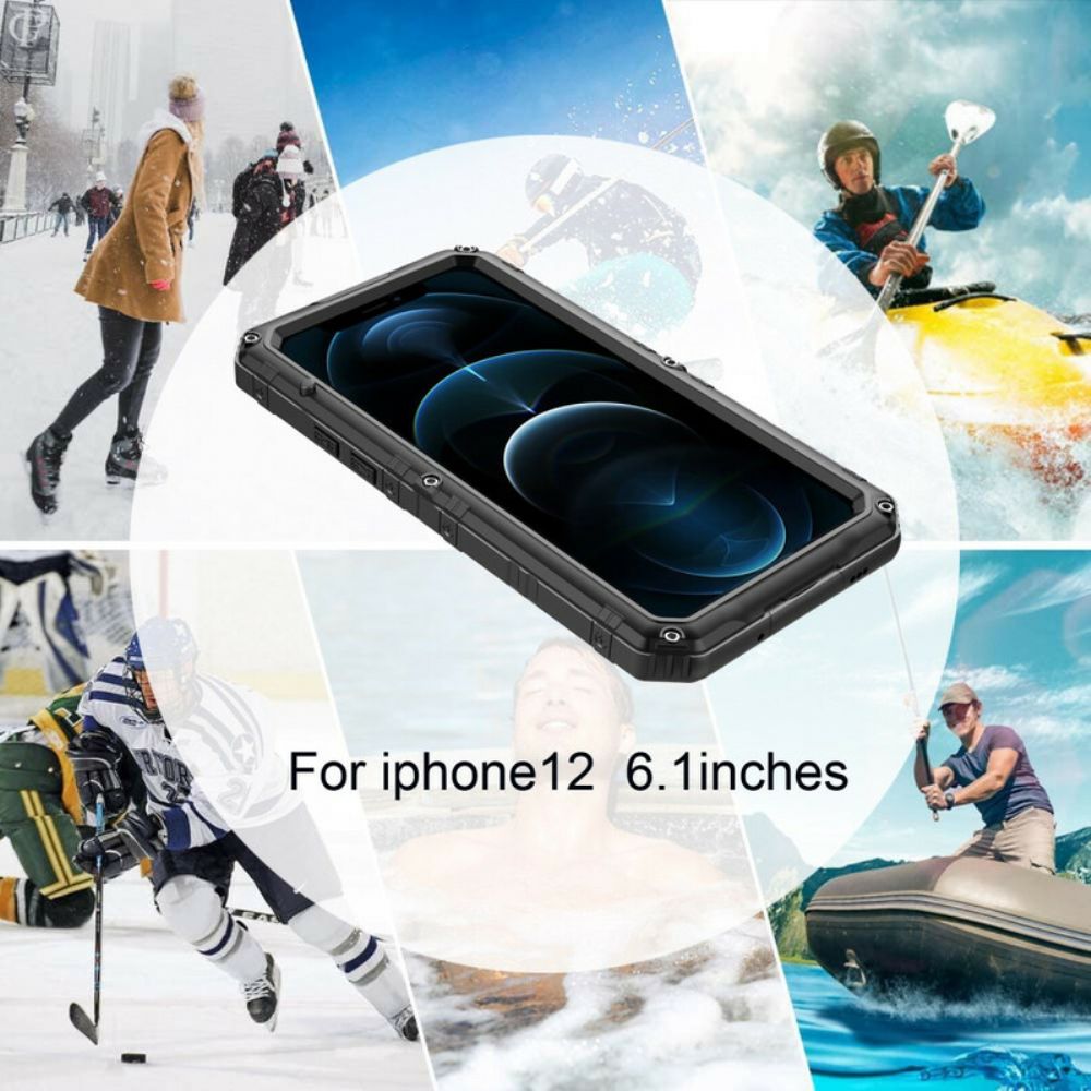 Hoesje voor iPhone 12 / 12 Pro Waterdicht Superbestendig Metaal